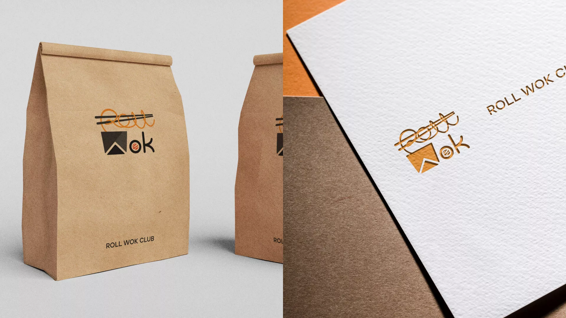 Разработка логотипа суши-бара «Roll Wok Club» в Шиханах