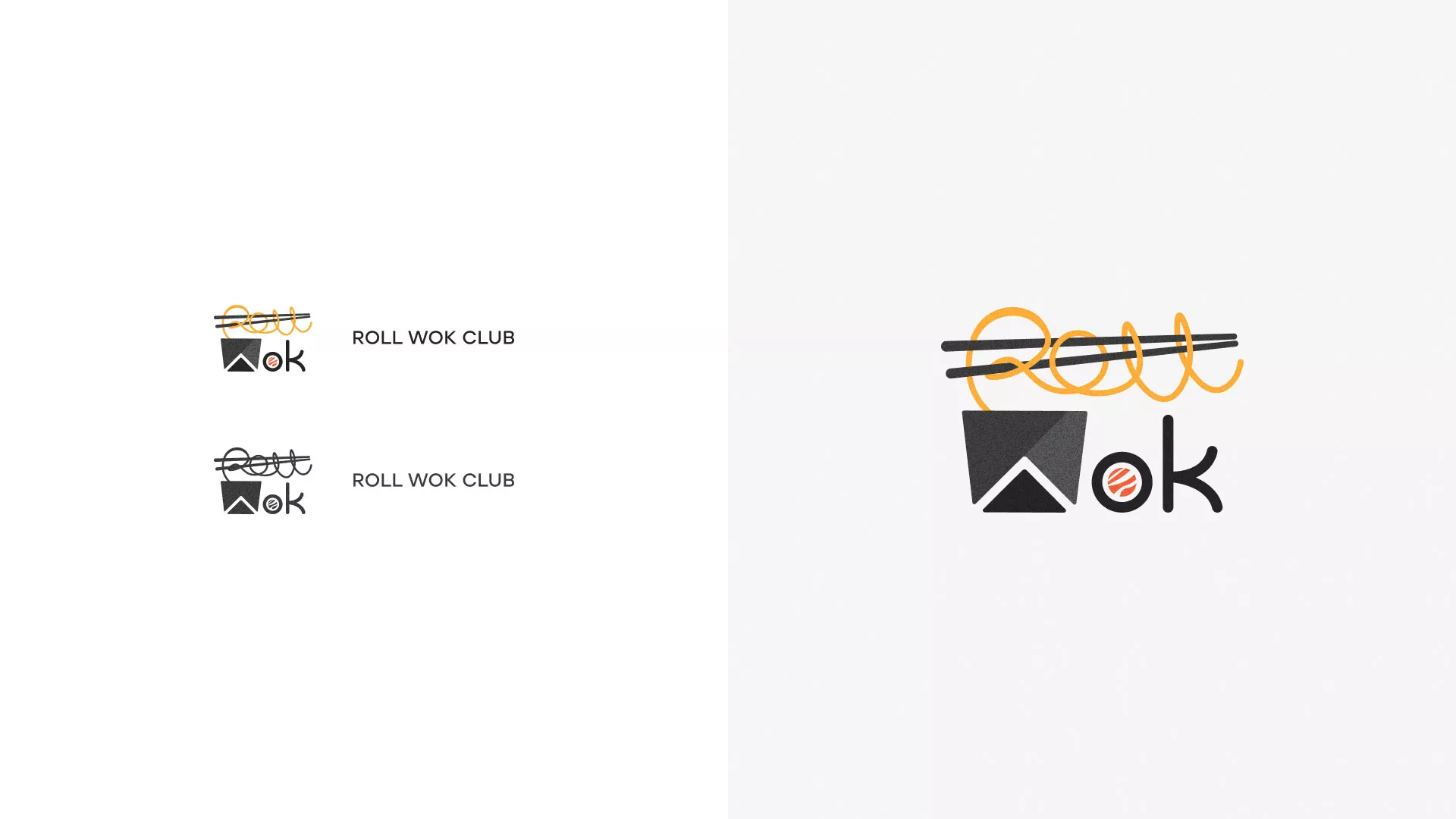 Разработка логотипа суши-бара «Roll Wok Club» в Шиханах